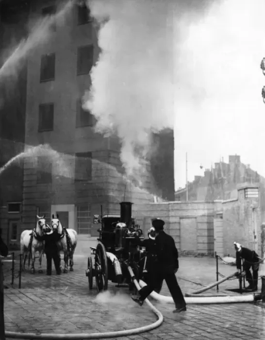 Framed Print : Horse-drawn steamer taking part in special drill Framed Print : Horse-drawn steamer taking part in special drill