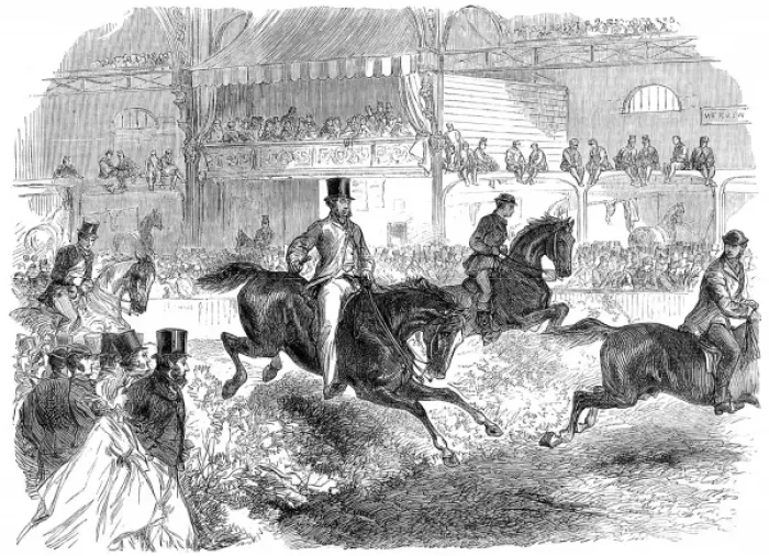 Framed Print : Horse Jumping at Islington, London, 1864 Framed Print : Horse Jumping at Islington, London, 1864