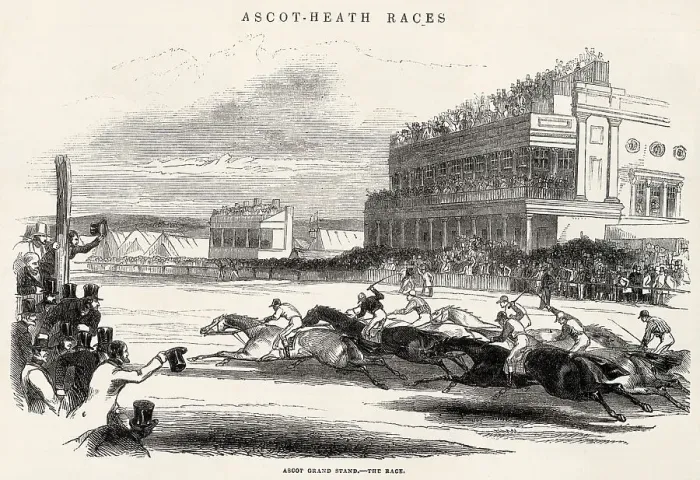 Framed Print : Horse race, including the Grandstand. Date: 1843 Framed Print : Horse race, including the Grandstand. Date: 1843