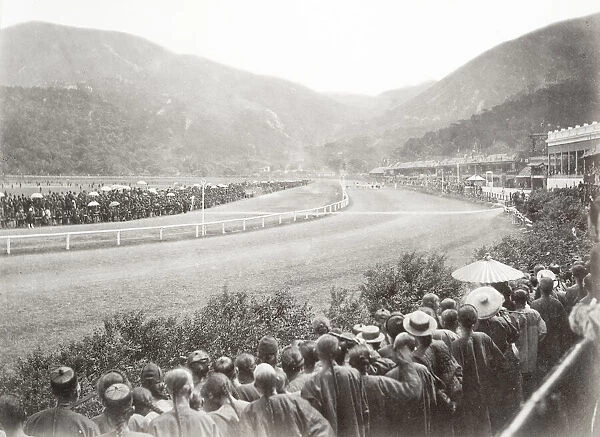 Horse race meeting at Happy Valley racecourse, Hong Kong