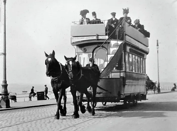 Framed Print : Horse tram, Blackpool, Victorian period Framed Print : Horse tram, Blackpool, Victorian period