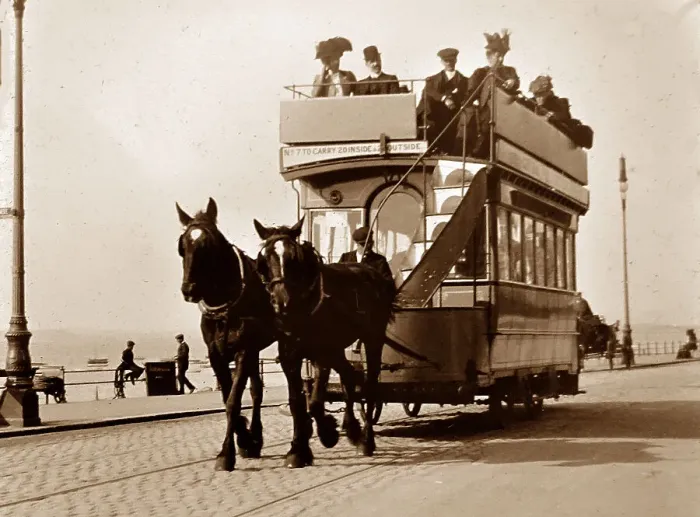 Framed Print : Horse tram, Blackpool, Victorian period Framed Print : Horse tram, Blackpool, Victorian period