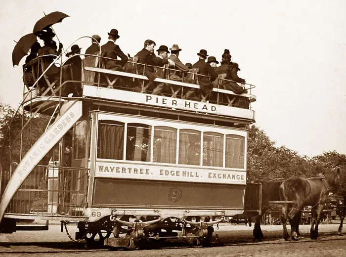 Framed Print : Horse tram, Liverpool, early 1900s Framed Print : Horse tram, Liverpool, early 1900s