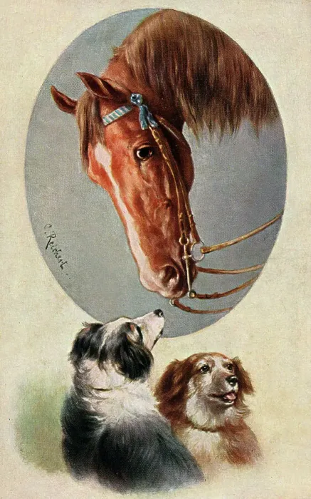 Framed Print : A horse and two working dogs - Austria Framed Print : A horse and two working dogs - Austria