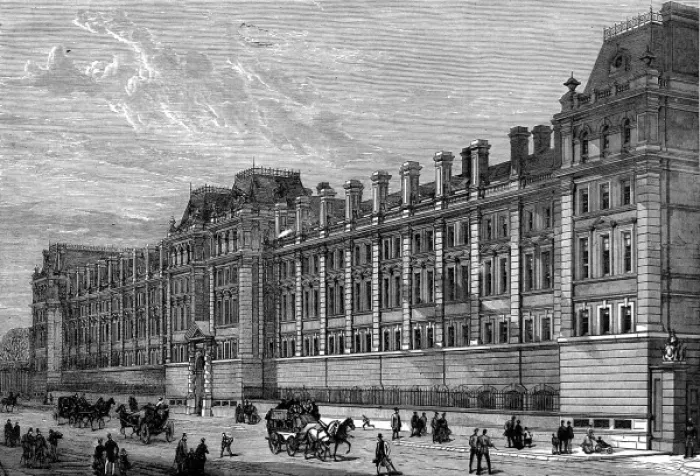 Framed Print : Horseguards Cavalry Barracks, Knightsbridge, 1880 Framed Print : Horseguards Cavalry Barracks, Knightsbridge, 1880