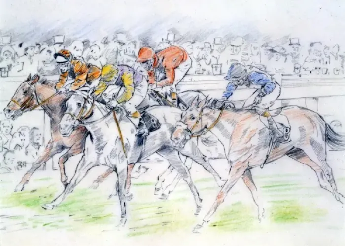 Framed Print : Horseracing scene Framed Print : Horseracing scene