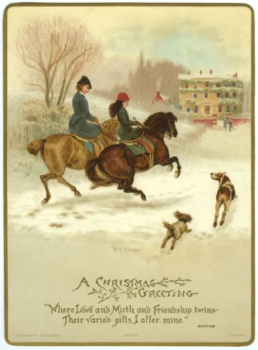 Framed Print : Horses. Christmas card of horse riding in the snow Framed Print : Horses. Christmas card of horse riding in the snow