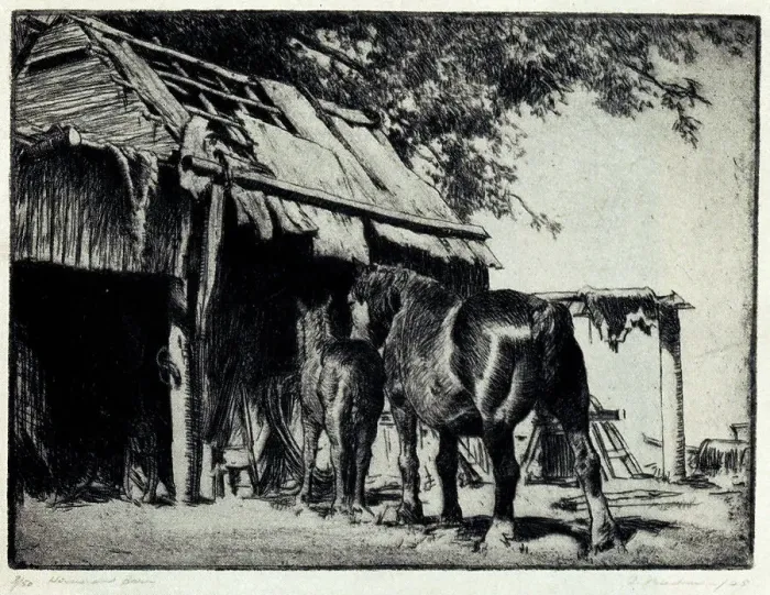 Framed Print : Horses and Barn Framed Print : Horses and Barn