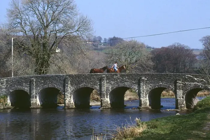 Framed Print : Horses on a bridge, Withypool, Somerset Framed Print : Horses on a bridge, Withypool, Somerset