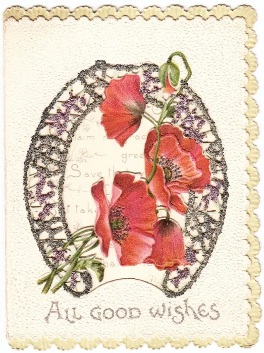 Framed Print : Horseshoe with poppies on a Good Luck card Framed Print : Horseshoe with poppies on a Good Luck card