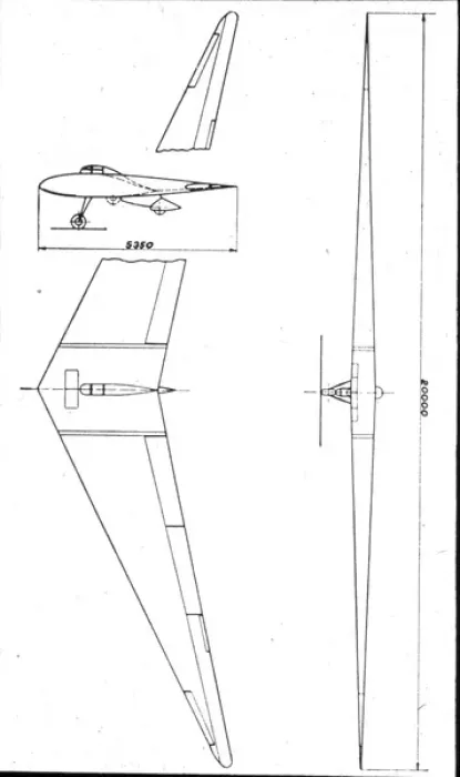 Framed Print : Horten HIII glider three-view drawing Framed Print : Horten HIII glider three-view drawing