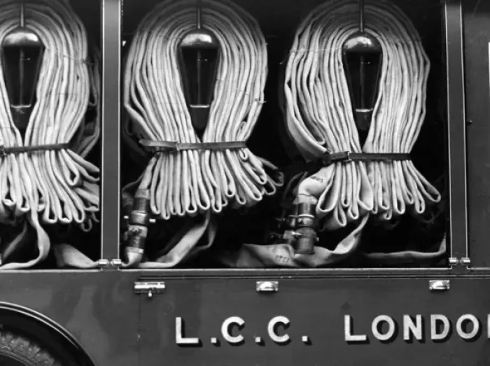 Framed Print : Hosepipes folded up inside an LFB vehicle Framed Print : Hosepipes folded up inside an LFB vehicle