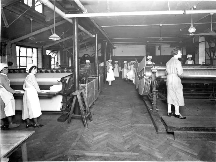Framed Print : A Hospital Laundry