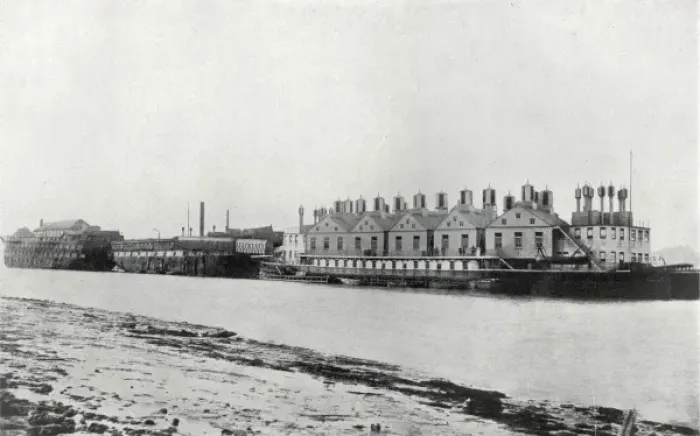 Framed Print : Hospital Ships Atlas, Endymion and Castalia, Long Reach Framed Print : Hospital Ships Atlas, Endymion and Castalia, Long Reach