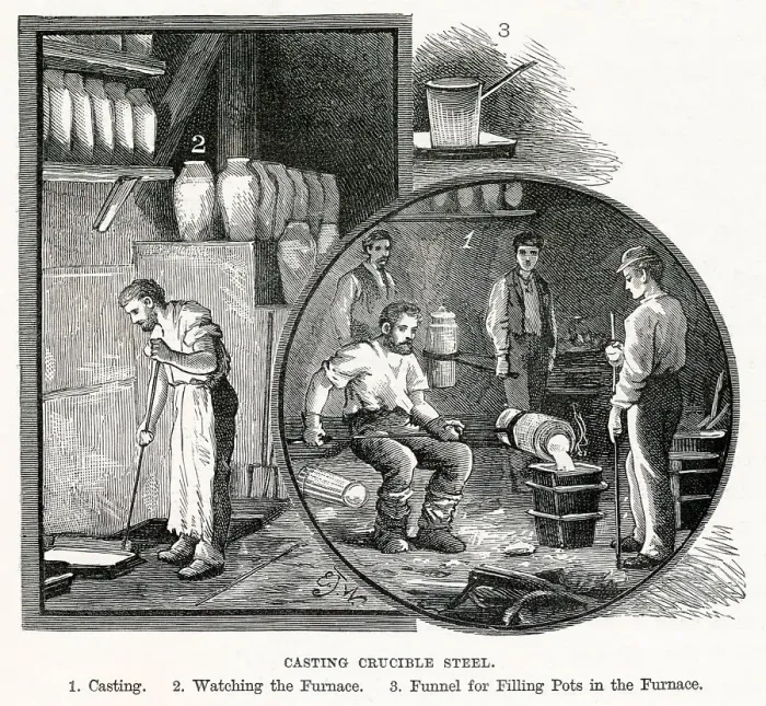 Framed Print : Hot steel being poured into a cast. Date: 1877 Framed Print : Hot steel being poured into a cast. Date: 1877