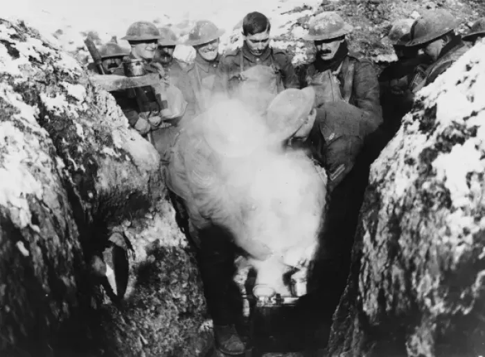 Framed Print : Hot stew in the trenches 1917 Framed Print : Hot stew in the trenches 1917