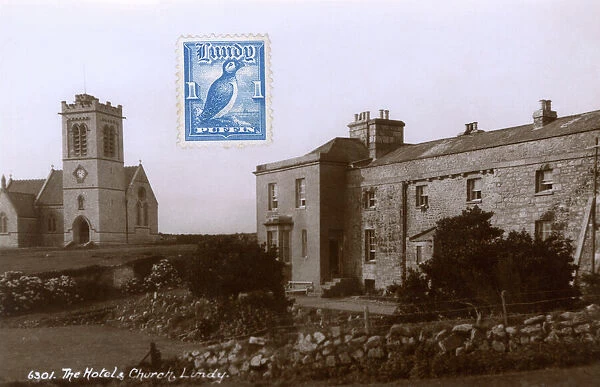The Hotel and Church, Lundy Island, Bristol Channel