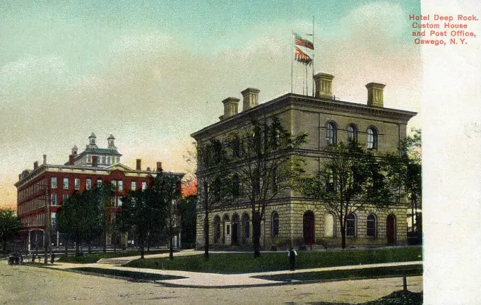 Framed Print : Hotel Deep Rock, Custom House and Post Office, Oswego, NY Framed Print : Hotel Deep Rock, Custom House and Post Office, Oswego, NY