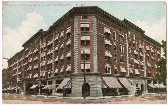 Framed Print : Hotel Frederick, Huntington, West Virginia, USA, on the corner of 4th Avenue and 10th Street. Date: circa 1908 Framed Print : Hotel Frederick, Huntington, West Virginia, USA, on the corner of 4th Avenue and 10th Street. Date: circa 1908