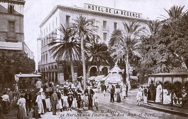 Hotel de la Regence and flower market, Algiers, Algeria