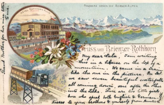 Framed Print : Hotel Rothhorn-Kulm and Alps, Brienz, Switzerland Framed Print : Hotel Rothhorn-Kulm and Alps, Brienz, Switzerland