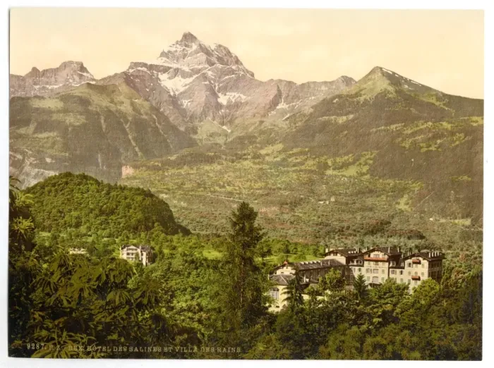 Framed Print : Hotel, Salines and Villa des Bains, Bex, Vaud, Canton of, Sw Framed Print : Hotel, Salines and Villa des Bains, Bex, Vaud, Canton of, Sw