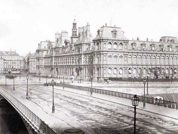 Hotel de Ville, Seine bridge, Paris, 1860 s