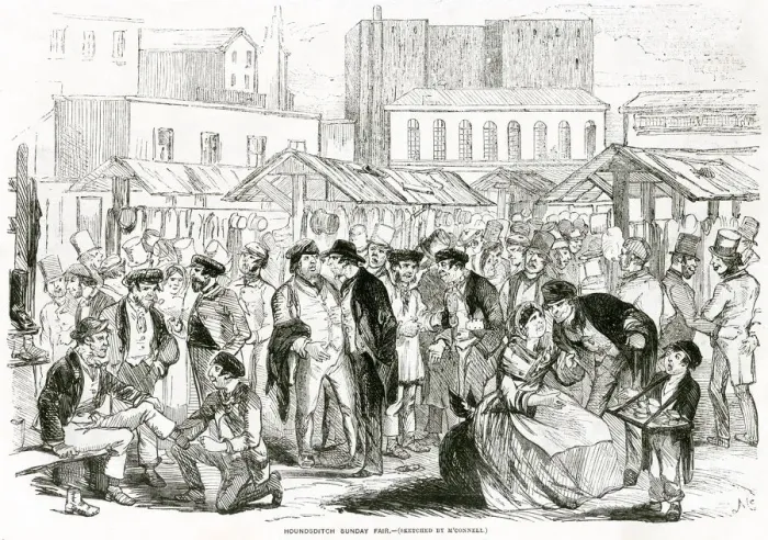 Framed Print : Houndsditch Sunday fair 1855 Framed Print : Houndsditch Sunday fair 1855