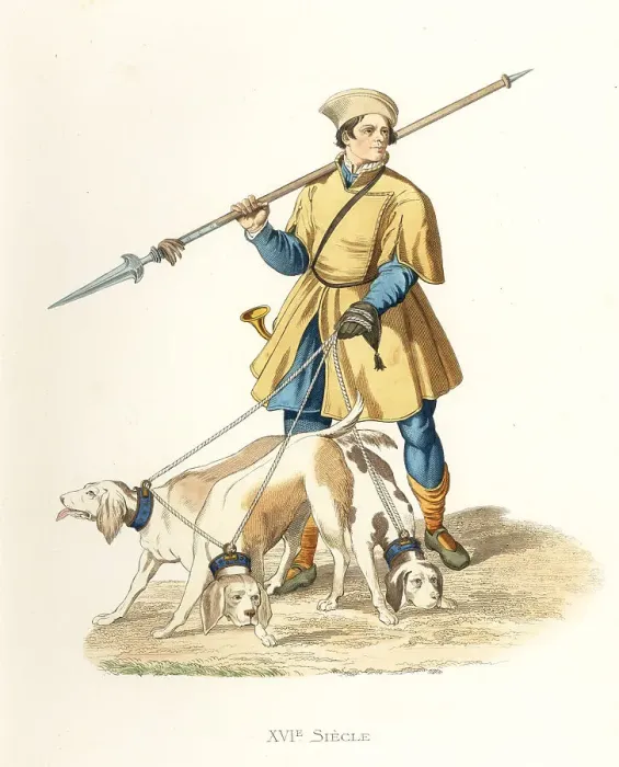 Framed Print : Houndsman to King Francis I, France, 16th century Framed Print : Houndsman to King Francis I, France, 16th century