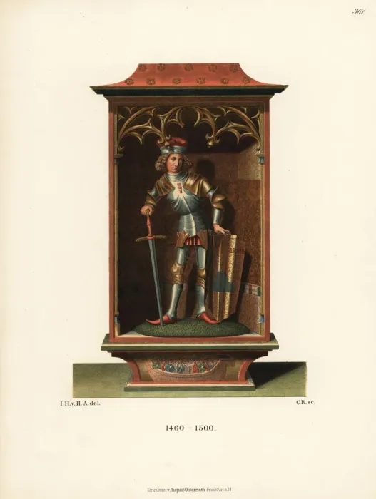 Framed Print : House altar with knight in armour, German, 15th century Framed Print : House altar with knight in armour, German, 15th century