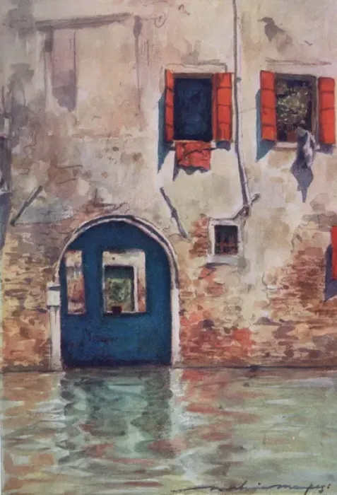 Framed Print : The house with the blue door - Venice, Italy Framed Print : The house with the blue door - Venice, Italy