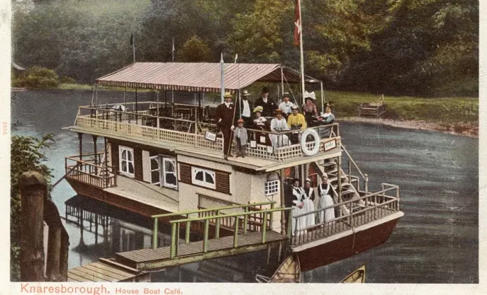 Framed Print : House Boat Cafe, Knaresborough Framed Print : House Boat Cafe, Knaresborough
