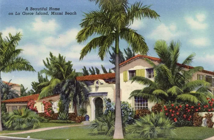Framed Print : House and garden on La Gorce Island, Miami Beach, Florida, USA Date: 1941 Framed Print : House and garden on La Gorce Island, Miami Beach, Florida, USA Date: 1941