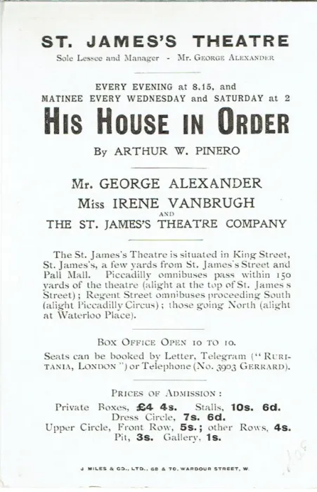 Framed Print : His House in Order by Arthur W Pinero Framed Print : His House in Order by Arthur W Pinero