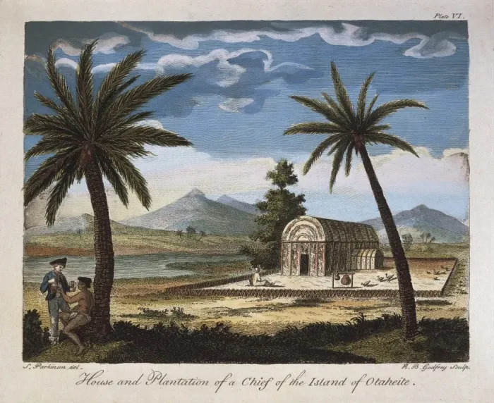 Framed Print : House and plantation of a Chief of the island Framed Print : House and plantation of a Chief of the island