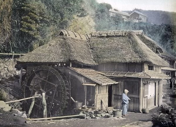 House and water mill, Japan, circa 1880s