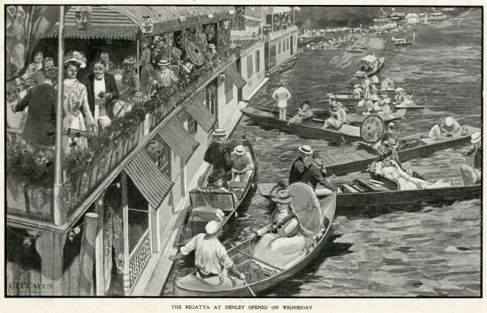 Framed Print : Houseboats at Henley 1901 Framed Print : Houseboats at Henley 1901