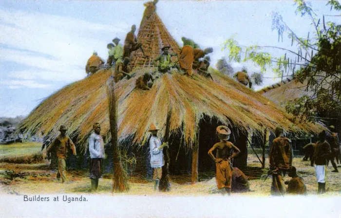 Framed Print : Housebuilders in Uganda, Africa Framed Print : Housebuilders in Uganda, Africa