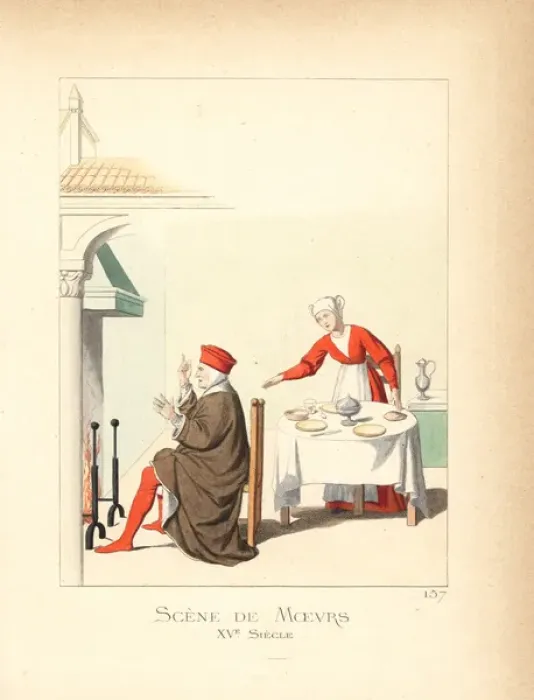 Framed Print : Household scene in Milan, 15th century Framed Print : Household scene in Milan, 15th century