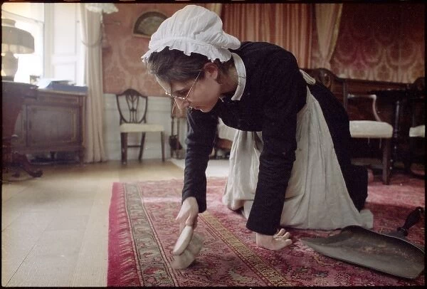Housemaid Brushes Carpet