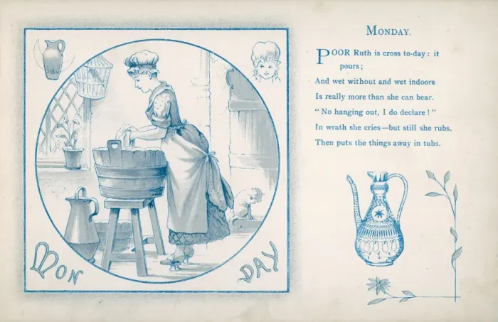 Framed Print : Housemaid does the laundry (Monday) Framed Print : Housemaid does the laundry (Monday)