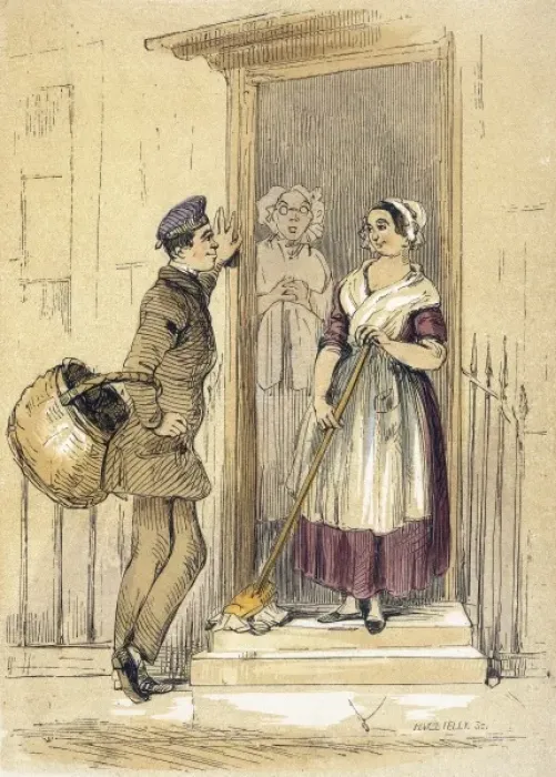 Framed Print : Housemaid Flirting Framed Print : Housemaid Flirting