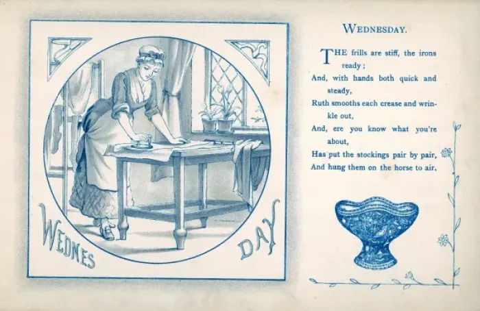Framed Print : Housemaid ironing clothes (Wednesday) Framed Print : Housemaid ironing clothes (Wednesday)