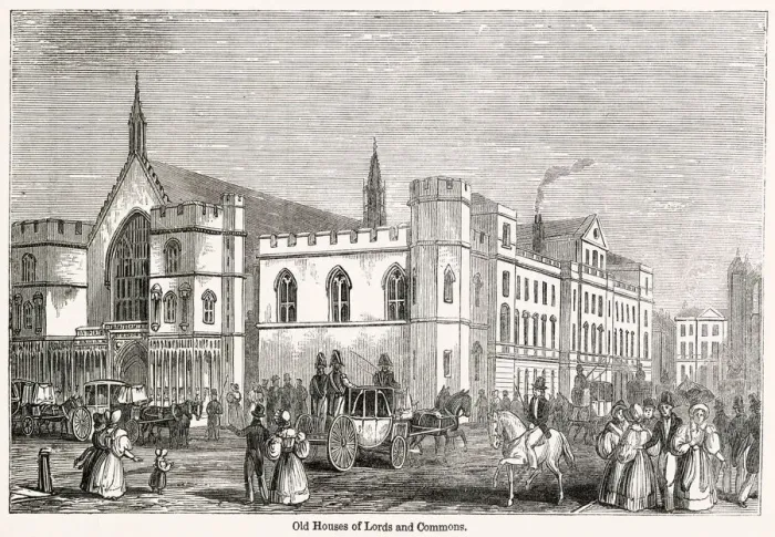 Framed Print : The Houses of Lords and Commons seen from Old Palace Yard Framed Print : The Houses of Lords and Commons seen from Old Palace Yard