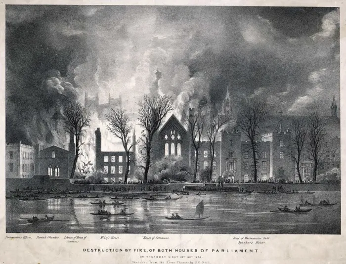 Framed Print : Houses of Parliament destroyed by fire Framed Print : Houses of Parliament destroyed by fire