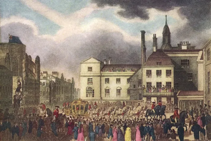 Framed Print : Houses of Parliament with Royal procession, 1804 Framed Print : Houses of Parliament with Royal procession, 1804