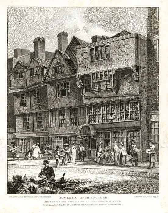 Framed Print : Houses on the south side of Leadenhall Street, 1796 Framed Print : Houses on the south side of Leadenhall Street, 1796