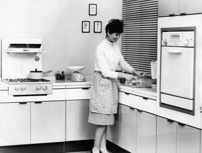 Framed Print : HOUSEWIFE IN KITCHEN Framed Print : HOUSEWIFE IN KITCHEN