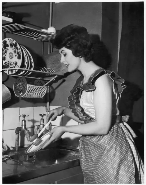Framed Print : Housewife Washing Up Framed Print : Housewife Washing Up