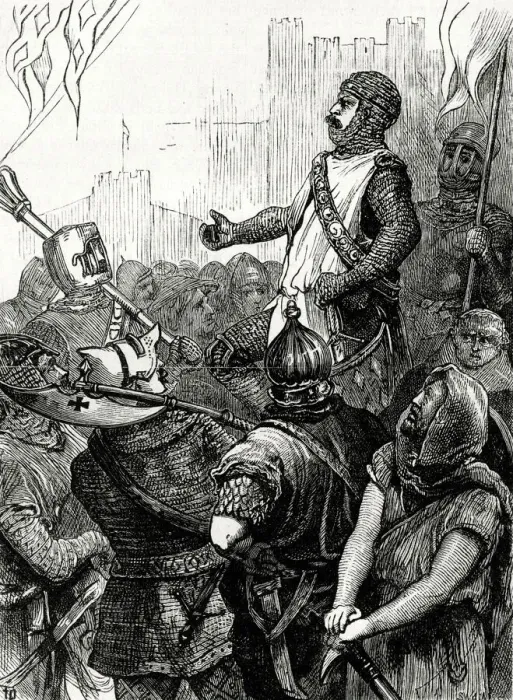 Framed Print : Hubert de Burghs oath to defend Dover Castle from French attack by sea, August 1217